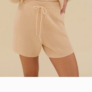 Rachel Parcell High Waist Cream Knit Shorts